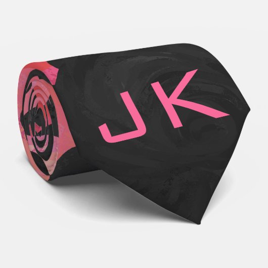 Monogramm Dalmatiner Schwarz und Rot Krawatte (Gerollt)