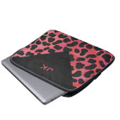 Monogramm Dalmatiner Schwarz und Rot Laptopschutzhülle (Vorne Knopf)