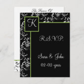 Monogramm Damasehe R.S.V.P RSVP Karte (Vorne/Hinten)
