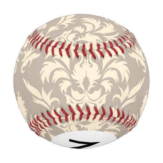 Monogramm Damask 2 Baseball (Rückseite)