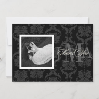 Monogramm Damask Danke, Karten, Flat Dankeskarte