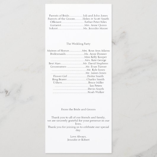 Monogramm-Damask-Hochzeitsprogramm Programm (Rückseite)