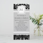 Monogramm-Damask-Hochzeitsprogramm Programm (Stehend Vorderseite)