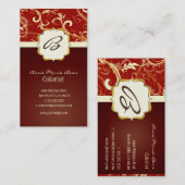 Monogramm, Damask + Wirbel Visitenkarten Visitenkarte (Vorne/Hinten)