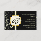 Monogramm, Damask + Wirbel Visitenkarten Visitenkarte (Rückseite)