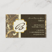 Monogramm, Damask + Wirbel Visitenkarten Visitenkarte (Rückseite)