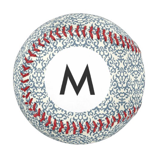 Monogramm-Damaskmuster auf Farbverlaufshintergrund Baseball (Vorderseite Links)