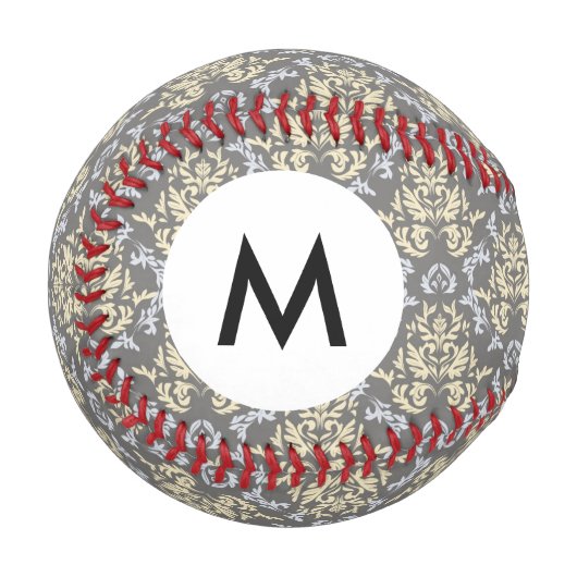 Monogramm-Damaskmuster Baseball (Vorderseite Links)