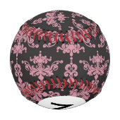 Monogramm-Damaskus-Muster 5 Baseball (Rückseite)