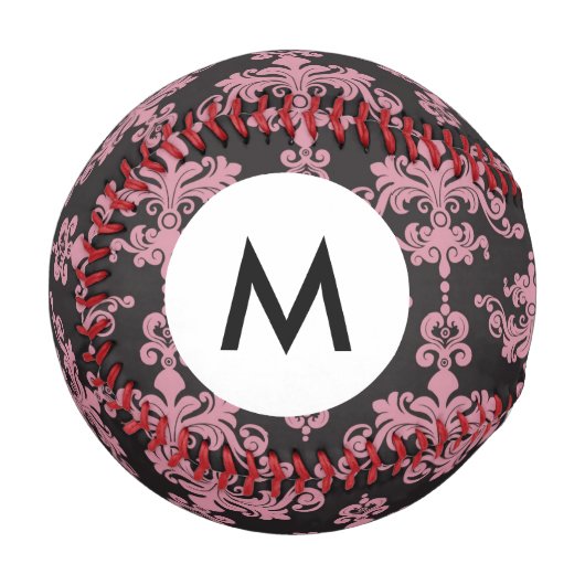 Monogramm-Damaskus-Muster 5 Baseball (Vorderseite Links)