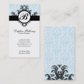Monogramm-Damast (Babyblau) Visitenkarte (Vorne/Hinten)