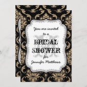 Monogramm-Damast des rustikalen Brautparty Einladung (Vorne/Hinten)