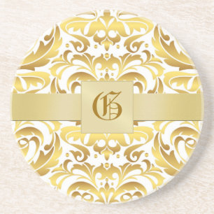 Monogramm-Damast-Feiertags-Getränk-Untersetzer Sandstein Untersetzer