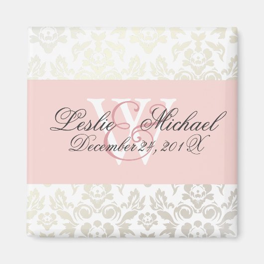 Monogramm Damast Hochzeit, Magnete Magnet (Vorne)