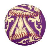 Monogramm Damast Muster 4 Baseball (Vorderseite)