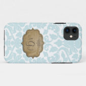 Monogramm Damast Türkis iPhone 5 Hülle (Rückseite (Horizontal))