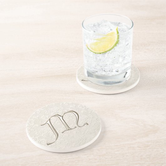 Monogramm-Damast-Untersetzer - Buchstabe M Untersetzer (Seite)