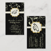 Monogramm, Damast + Wirbel Visitenkarten Visitenkarte (Vorne/Hinten)