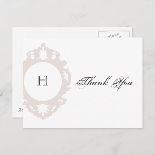 Monogramm Danke Post Card Postkarte (Vorne/Hinten)
