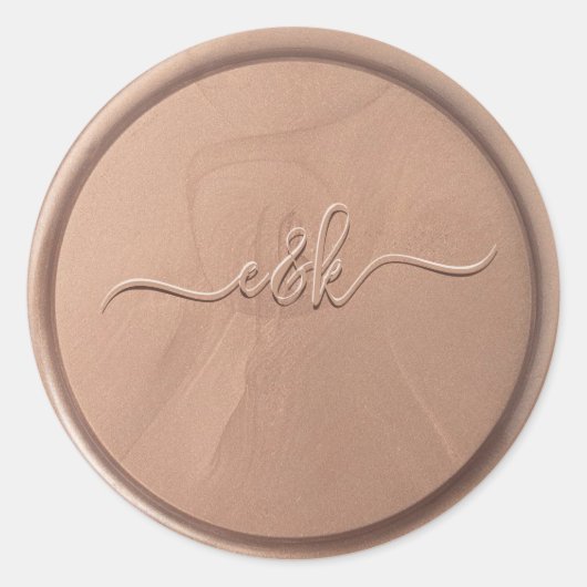 Monogramm Date Chocolate Brown Wax Siegel Sticker (Vorderseite)