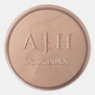 Monogramm Date Chocolate Brown Wax Siegel Sticker