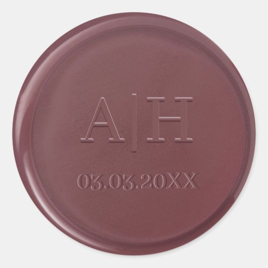 Monogramm Date Mulberic Wax Siegel Sticker (Vorderseite)
