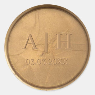 Monogramm Datum Antik Gold Wax Siegel Aufkleber