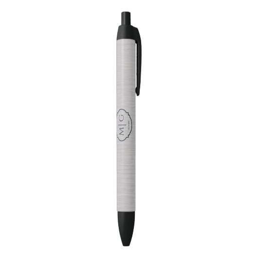 Monogramm Datum Premium gebürstete Silbermetallstr Kugelschreiber (Unterseite (Vertikal))