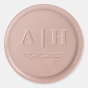Monogramm Datum Rosa Latte Wax Siegel Aufkleber