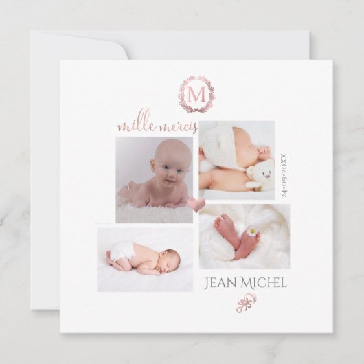 Monogramm de bricolage en D'or Remerciation Einladung (Vorderseite)