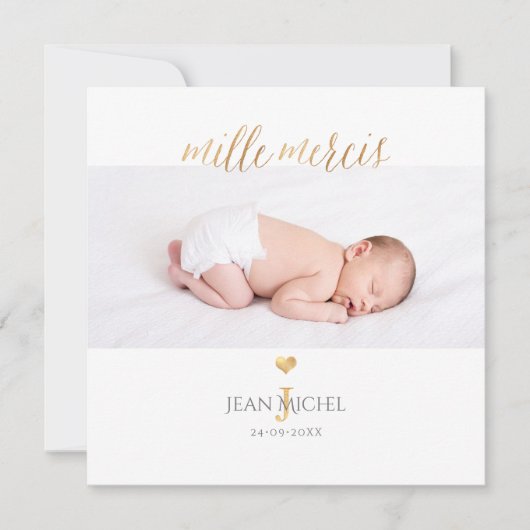 Monogramm de bricolage en D'or Remercicicidents Ca Einladung (Vorderseite)