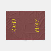 Monogramm-Decke aus Fleece Dunkelrot mit Gold (Vorderseite (Horizontal))