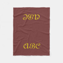 Monogramm-Decke aus Fleece Dunkelrot mit Gold