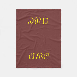 Monogramm-Decke aus Fleece Dunkelrot mit Gold