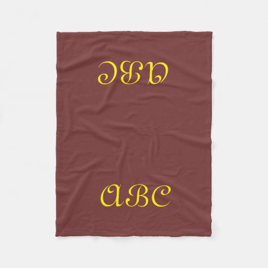 Monogramm-Decke aus Fleece Dunkelrot mit Gold (Vorderseite)