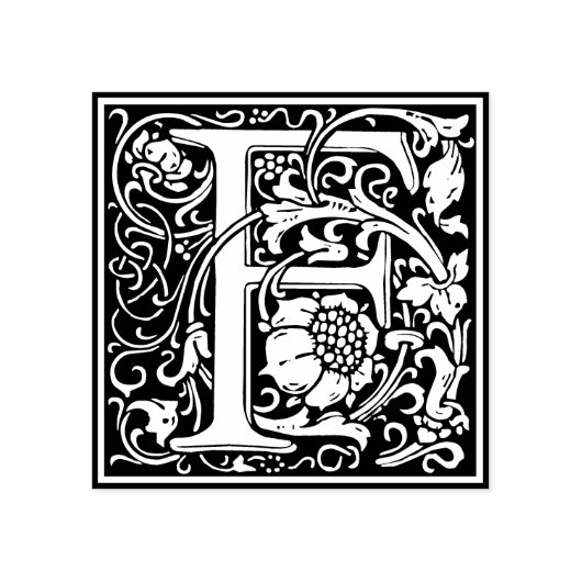 Monogramm-Dekorationsbrief F Gummistempel (Prägung)