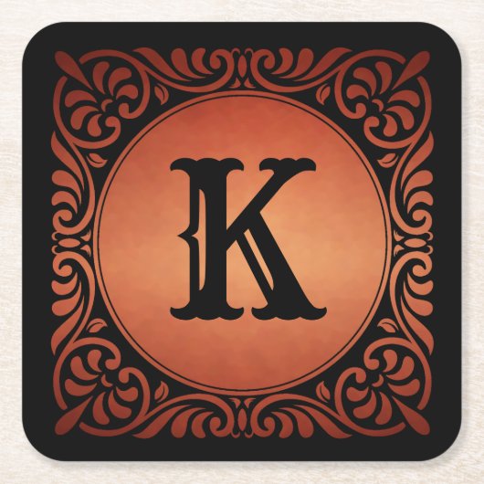 Monogramm dekorativ rechteckiger pappuntersetzer (Vorderseite)