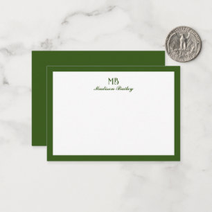 Monogramm-Dekorative Typografie Dunkles Moosgrün Mitteilungskarte