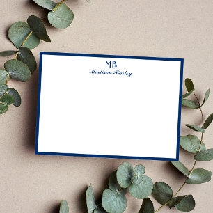Monogramm-Dekorative Typografie   Marineblau Mitteilungskarte