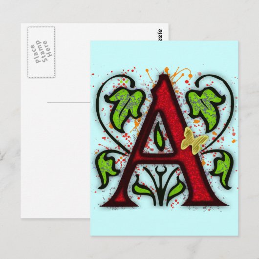 Monogramm-Dekorbrief A Postkarte (Vorne/Hinten)