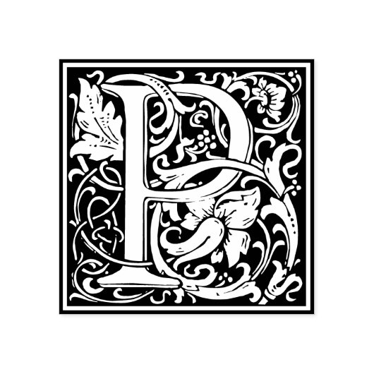 Monogramm-Dekorbrief P Gummistempel (Prägung)
