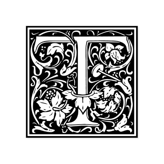 Monogramm-Dekorbrief T Gummistempel (Prägung)