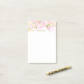 Monogramm Delikatfarbenes Botanisches Pink Floral Post-it Klebezettel (Auf Schreibtisch)
