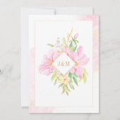 Monogramm Delikatfarbenes botanisches Rosa Einladung (Rückseite)