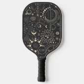 Monogramm der abstrakten Mondphasen Pickleball Schläger (Rückseite)