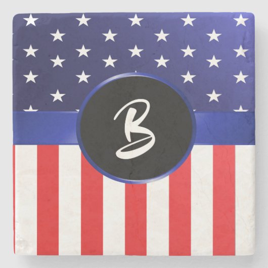 Monogramm der amerikanischen Flagge Steinuntersetzer (Vorderseite)