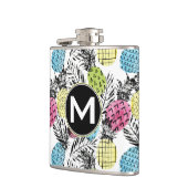 Monogramm der Ananas-Schmutz-Palmen-| Flachmann (Links)