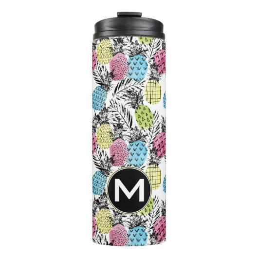 Monogramm der Ananas-Schmutz-Palmen-| Thermosbecher (Vorderseite)