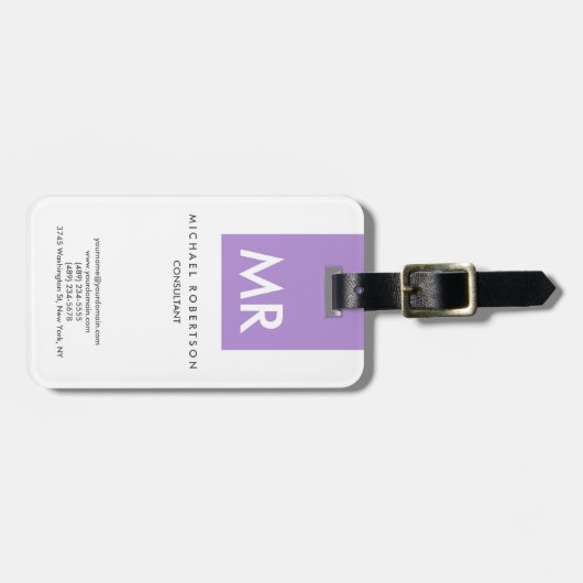 Monogramm der Anfangsbuchstaben einzigartig Gepäckanhänger (Vorderseite horizontal)