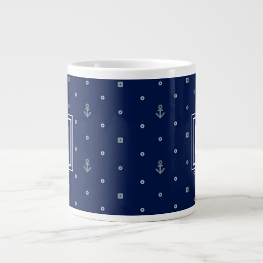 Monogramm der Anker-Tupfen-Pattern| Jumbo-Tasse (Vorderseite)